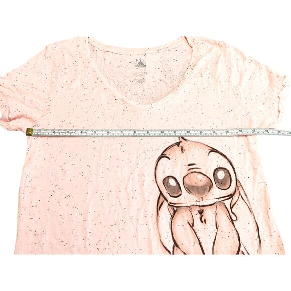 Disney Lilo and Stitch Ohana Means Family V-Neck T-Shirt Pink Womens Size Small - Picture 4 of 5